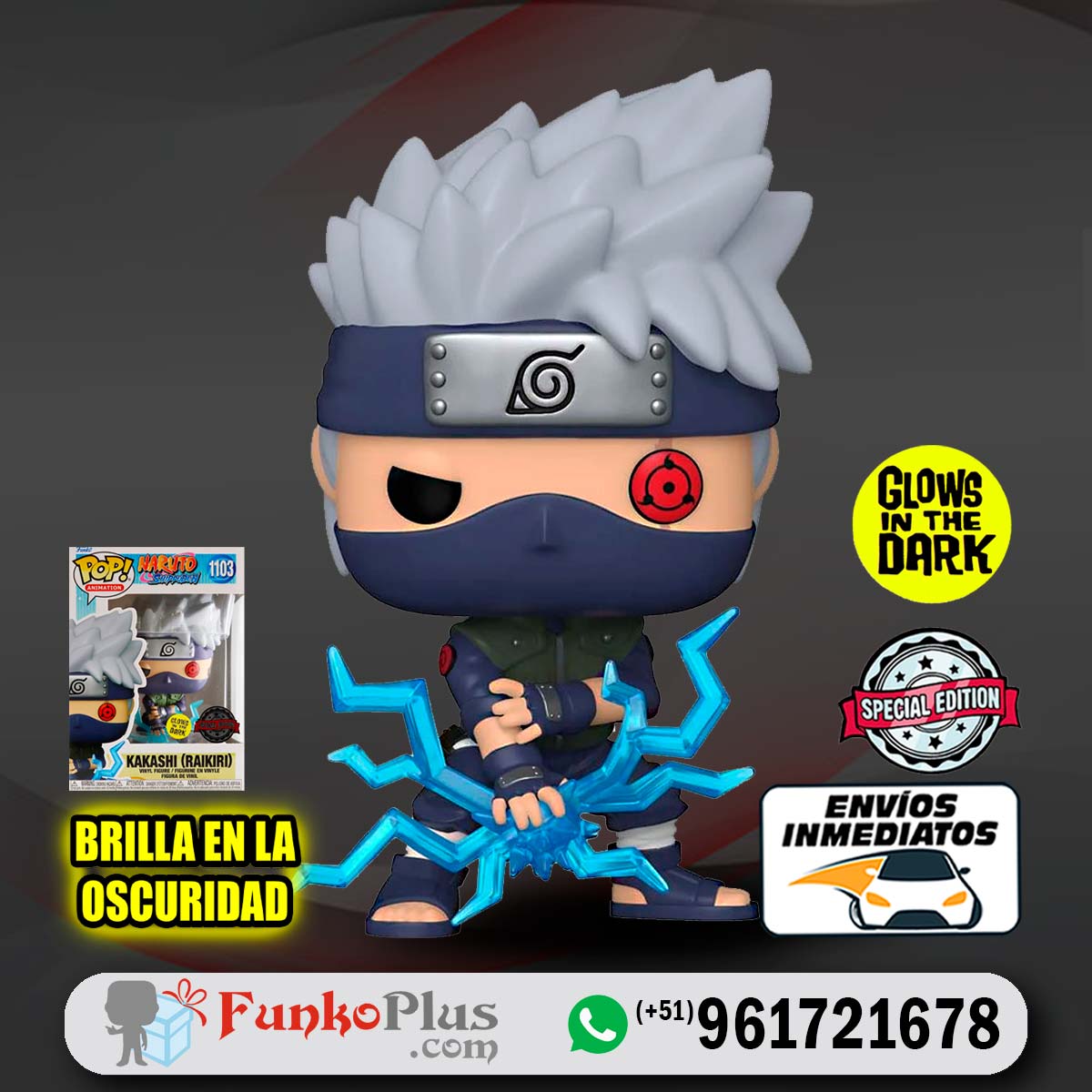 Funko Pop Naruto Kakashi Raikiri Glow Brilla En La Oscuridad