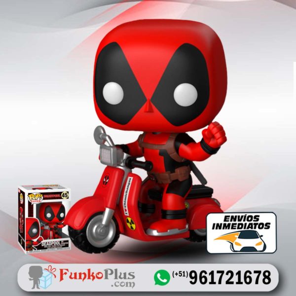 Funko Pop Marvel Deadpool en moto