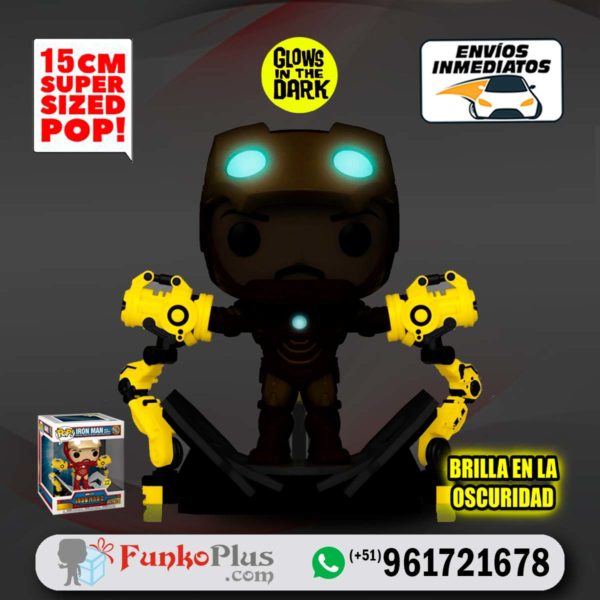 Funko Pop Marvel Iron Man con Armadura with Gantry Glow Brilla en la Oscuridad