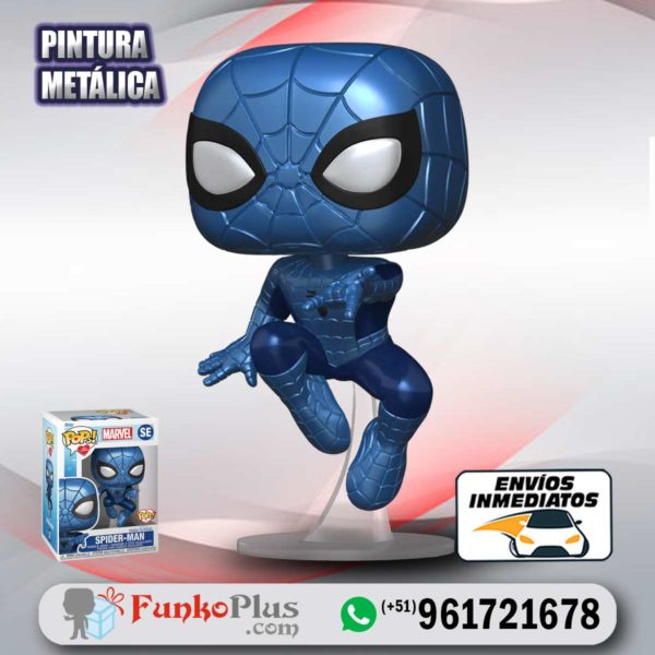 Funko Pop Marvel Spiderman Azul Metálico