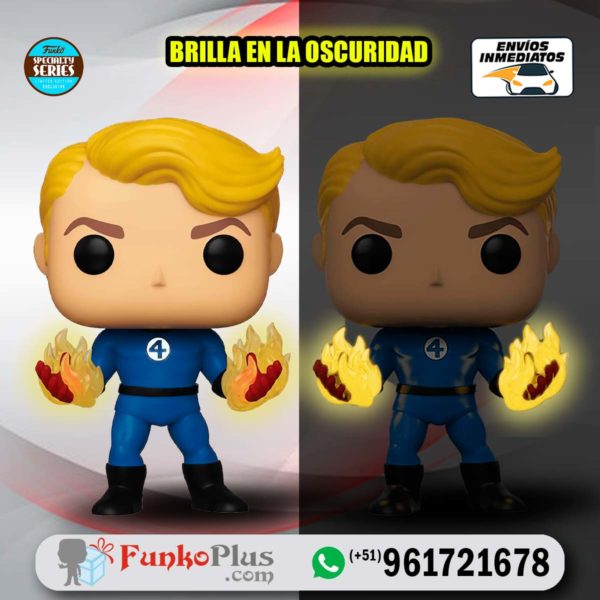 Funko Pop Marvel 4 Fantásticos Antorcha Humana GLOW Brilla en la oscuridad