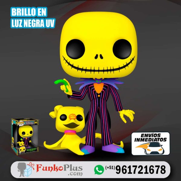 Funko Pop Disney El extraño mundo de Jack Jack Skellington Black Light Glow 10 Pulgadas