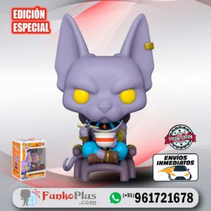 Funko Pop Dragon Ball Beerus Bills comiendo ramen fideos gato