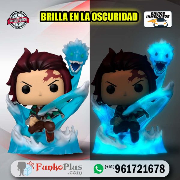 Funko Pop Demon Slayer Tanjiro Kamado dragon GLOW Brilla en la oscuridad