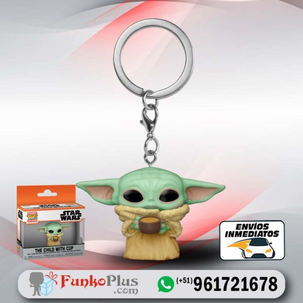 Llavero Funko Pop Star Wars Baby Yoda Grogu con taza